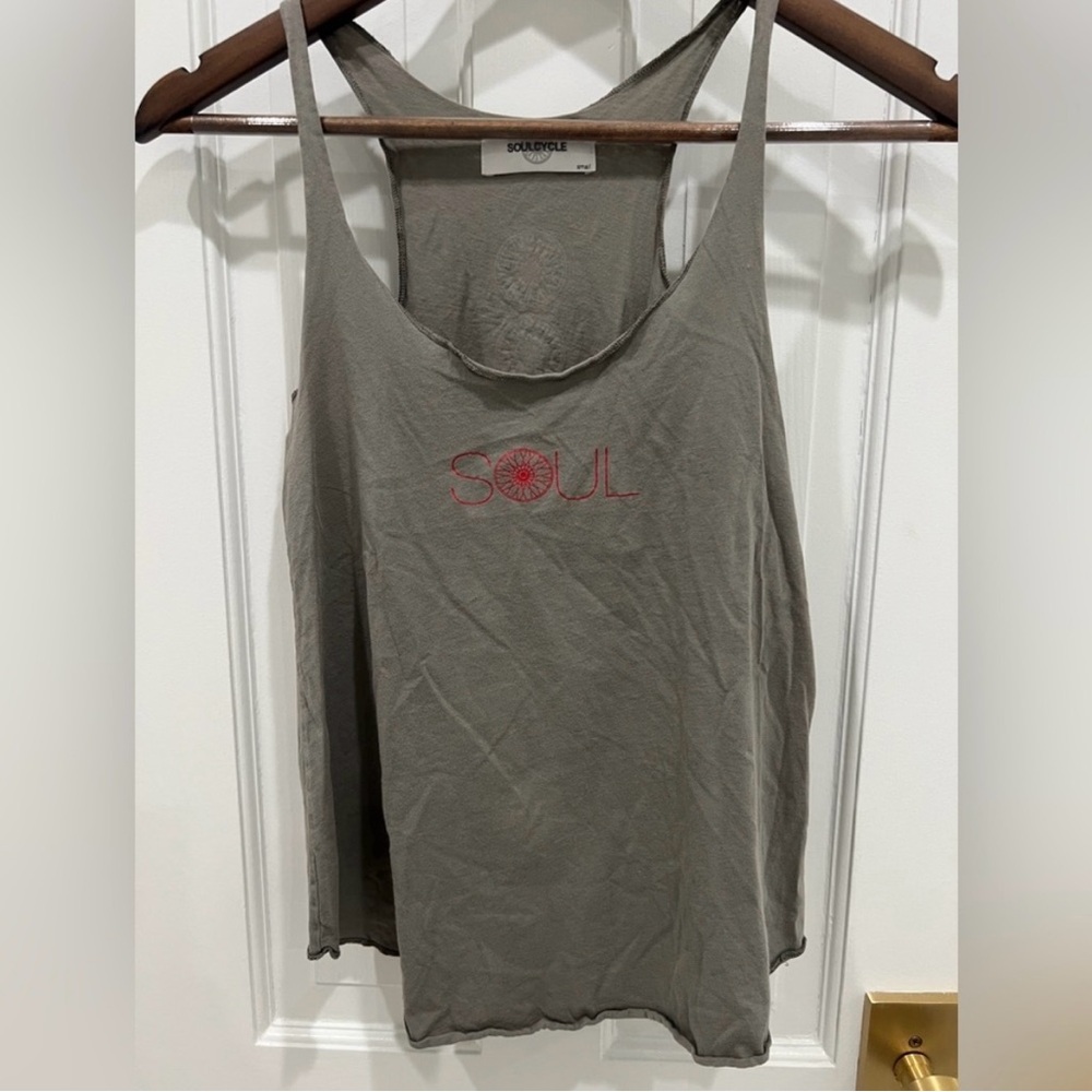 SoulCycle Women's Gray Cotton Soul Tank Top With Red Wheel Size M